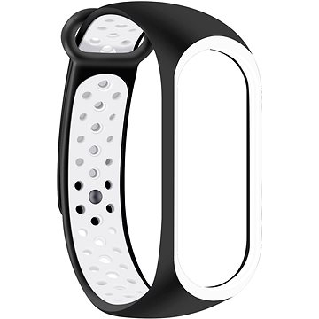Byzylyk ndërrimi Eternico Sporty për Xiaomi Mi Band 5 6 7, silikon, i zi me të bardhë