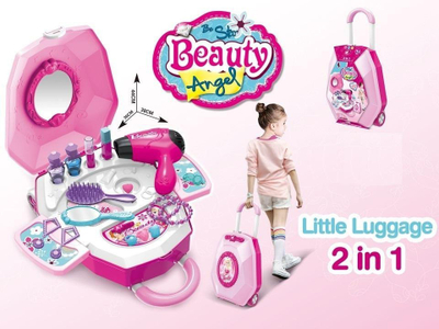 Set lodër kozmetik Vanity Cosmetics for Girls, me bizhuteri dhe tharëse flokësh, rozë