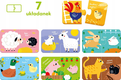 Puzzle edukativ Czuczu Couple Puzzle Kafshë Fshati, 7 pjesë, shumëngjyrësh