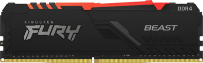 Memorie Kingston Fury Beast RGB, DDR4, 8 GB, 3600 MHz, CL17, KF436C17BBA/8