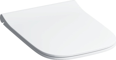 Ulese tualeti Geberit Smyle Square Slim me mbyllje të butë, Quick Release, e bardhë