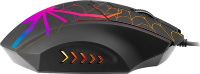 Maus gaming Tracer GameZone Black Widow RGB, me kabllo, 1600 DPI, i zi