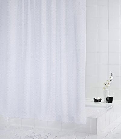 Perde dushi Diamond 180x200 cm, tekstil, model Diamond, e bardhë