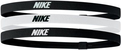 Set shiritash flokësh Nike Hairbands N1004529036OS, 3 copë, me silikon, të zeza dhe të bardha