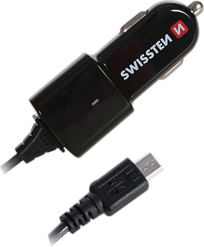 Полнач за автомобил Swissten, 1A, microUSB, црн