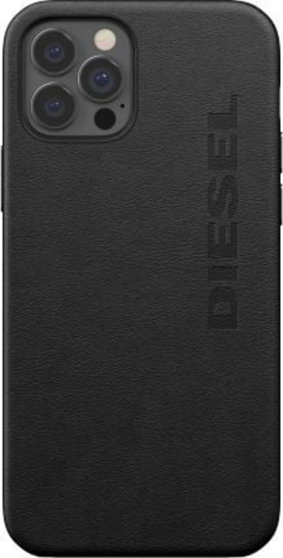 Kapotë telefoni Diesel Moulded Premium Leather, për iPhone 12 Pro Max, lëkurë natyrale, e zezë
