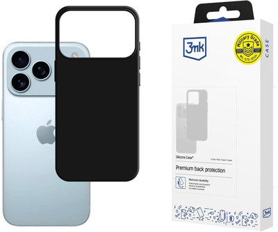 Kapak silikoni 3MK për Apple iPhone 17 Pro Max, cover telefoni, i zi