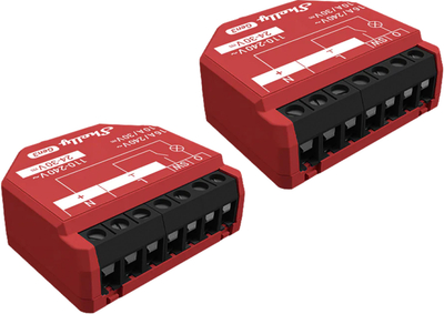 Ndërprerës smart Shelly 1PM Gen3, set 2 copë, Wi‑Fi Bluetooth, 16A, i kuq