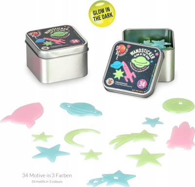 Stickera muri Trendhaus Glow in the Dark Space Adventure, që ndriçojnë natën, set dekorativ për kalamaj