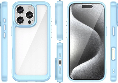 Mbështjellës telefoni Outer Space për iPhone 16 Pro Max, kornizë xheli, transparent, blu