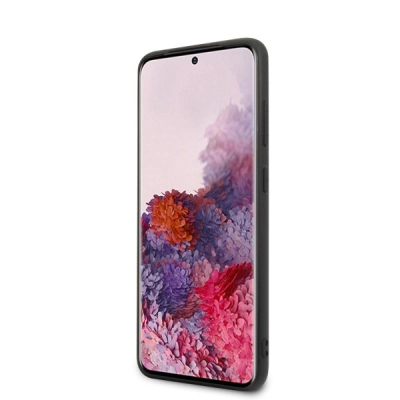 Mbulesë telefoni BMW për Samsung Galaxy S20, lëkurë, përshtatshme për karikim wireless, e zezë