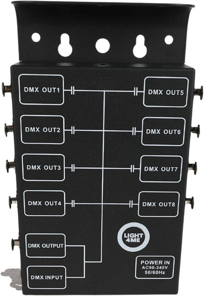 Ndarës DMX LIGHT4ME Xsplit 8, 8 kanale, për montim në rack, i zi