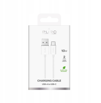 Kабел USB Puro USB A во USB C, 2m, 10W, бел
