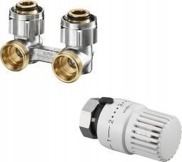 Set termostatik radiatorësh Oventrop Vindo TH ET Multiflex F, lidhje 1/2", krom argjendi