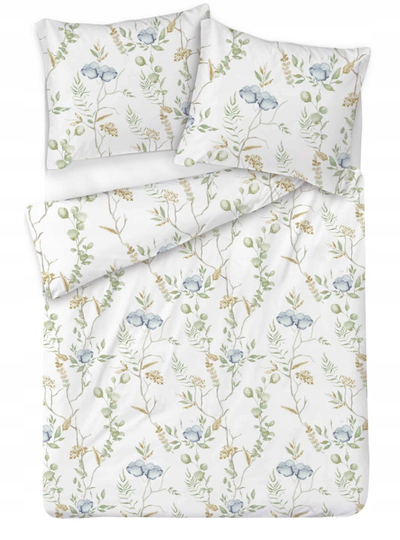 Set çarçafësh MATEX Satin Exclusive Meadow, 160x200 cm, 100% pambuk, me lule blu
