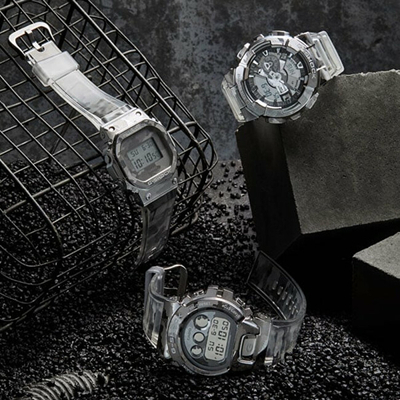 Orë dore për meshkuj Casio G-Shock Skeleton Camouflage GM-5600SCM-1ER (322), e hirtë