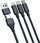 Kabllo USB 3MK Hyper Cable 3in1, 1.5 m, USB-A USB-C në USB-C microUSB Lightning, e zezë