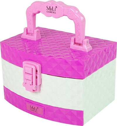 Сет шминка за деца Leantoys Vanity Case, кутија со огледало, козметички аксесоари, розова