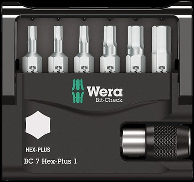 Set bitash Wera Bit-Check 7 Hex-Plus 1, 6 copë, 25mm, i zi
