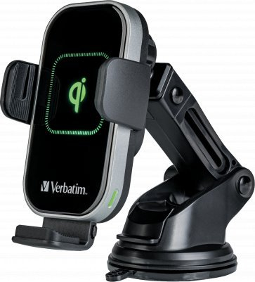 Mbajtëse telefoni për makinë Verbatim FWC-02, karikim me valë Qi, e zezë