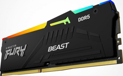 меморија  Kingston Fury Beast RGB, DDR5, 16 GB, 6000 MHz, CL30, KF560C30BBEA-16