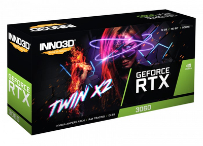 Kartë grafike Inno3D GeForce RTX 3060 Twin X2, 12GB, Ampere, e zezë