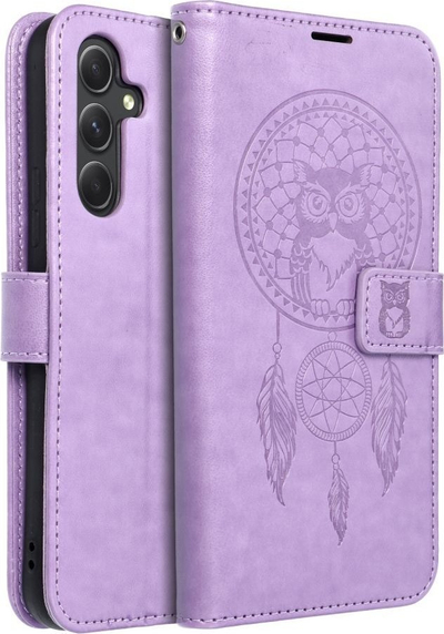 Футрола телефон Mezzo Book Dreamcatcher за Samsung Galaxy A54 5G, магнетна, со џебови, виолетова