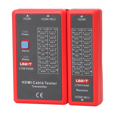 Tester kabllosh HDMI UNI-T UT681HDMI, për HDMI dhe HDMI Mini, ekran LED, i kuq