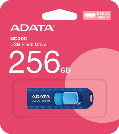 USB flash ADATA UC300, 256GB, USB Type C, USB 3.2 Gen1, blu