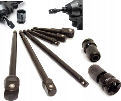Set zgjatuesish HEX Geko G10530, 6 copë, 1/4" 3/8" 1/2", metalik