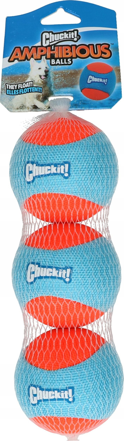 Topa loje për qen Chuckit Amphibious Balls, set me 3 copë, që notojnë, portokalli edhe blu