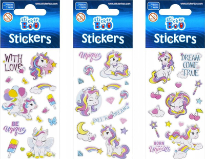 Ngjitëse Sticker Boo Unicorn, 7x18 cm, me shumë ngjyra