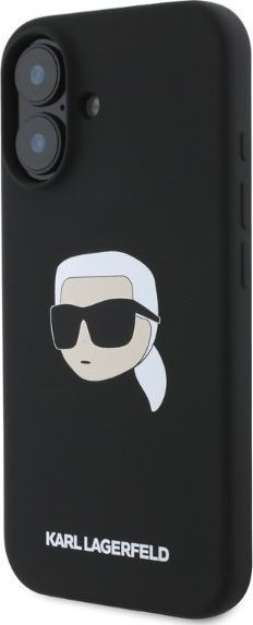 Mbrojtëse telefoni Karl Lagerfeld Karl Head, silikon i lëngshëm, për iPhone 16 6.1", e zezë