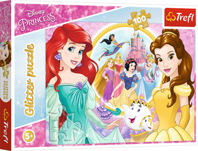 Puzzle Trefl Disney Princess Belle and Ariel, 100 pjesë, me glitter, shumëngjyrësh