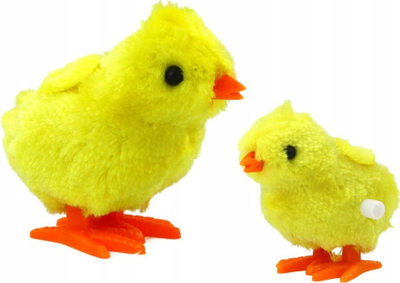 Lodër pelushi me sustë Jumping Wind-Up Chicken, kërcyese, e verdhë