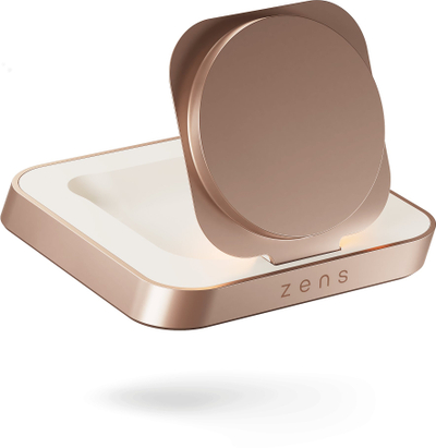 Безжичен полнач Zens Magnetic Nightstand, 15W, за iPhone и AirPods, бело-бакарен