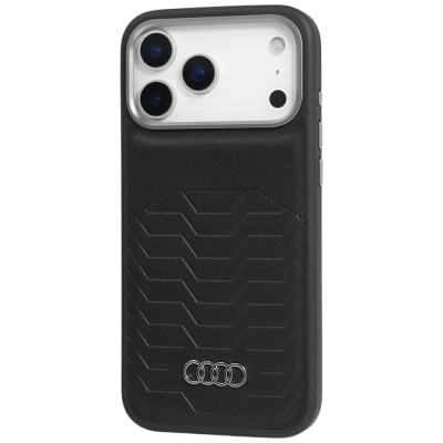 Mbulesë telefoni NoName Audi GT për iPhone 17 Pro, lëkurë sintetike, MagSafe, e zezë