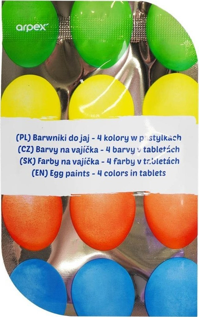 Ngjyra për vezë në tableta, set 4 ngjyra, shumëngjyrëshe