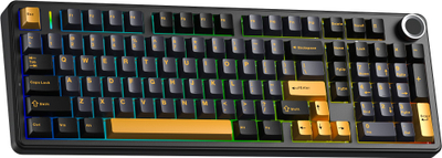 Tastierë mekanike AULA F99 Pro, 99 taste, wireless, RGB, e zezë me të verdhë