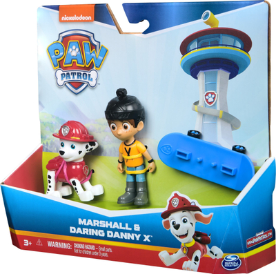 Set figurina Paw Patrol Marshall dhe Daring Danny X, me skateboard, për kalamaj 3+