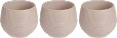 Set me vazo lulesh Ibergarden, 3 copë, vetë-ujitëse, 9.5 cm, ngjyrë taupe