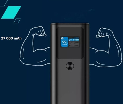 Надворешна батерија Кенион PB-2010, 27000mAh, PD 140W QC 3.0, црна