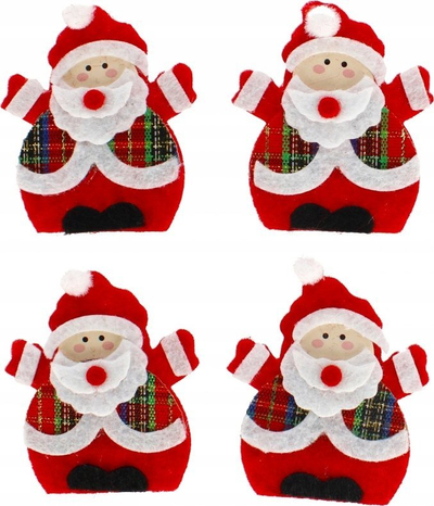 Set ornamente vetëngjitëse prej filci Craft with Fun Santa Claus Christmas, 4 copë, shumëngjyrëshe