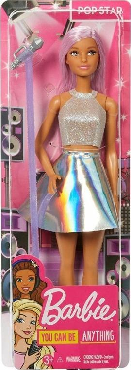 Kukull Barbie Pop Star Fashion, fustan me shkëlqim, flok rozë