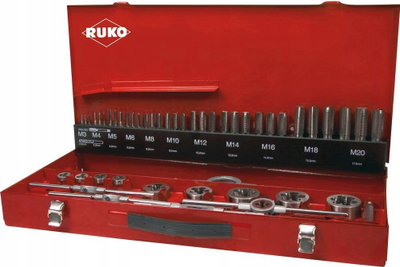 Set çeke Ruko 245040 CNC, 54 copë, HSS për fije metrike, në kuti të kuqe