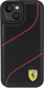 Kapak telefoni Ferrari për iPhone 15, lëkurë PU, perforuar, i zi