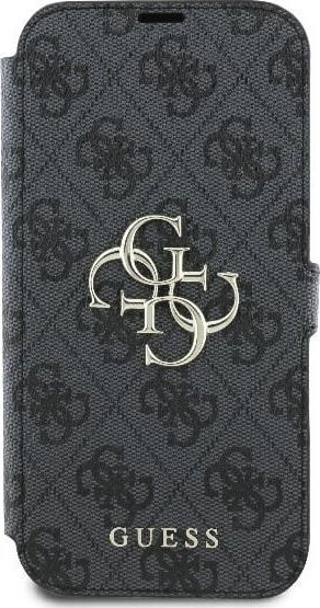 Kapak telefoni Guess 4G Metal Logo, për iPhone 16 Plus 6.7", tip libër, i zi
