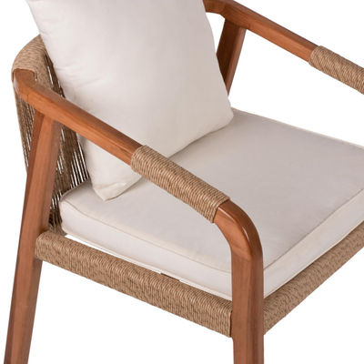 Karrige druri teak me litar & jastëkë 57×63.5×75–88 cm (HM9456.01)