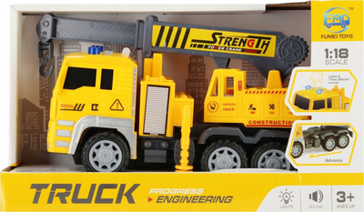 Lodër kamion vinç Mega Creative TRUCK CRANE, 28 cm, me drita dhe zë, i verdhë