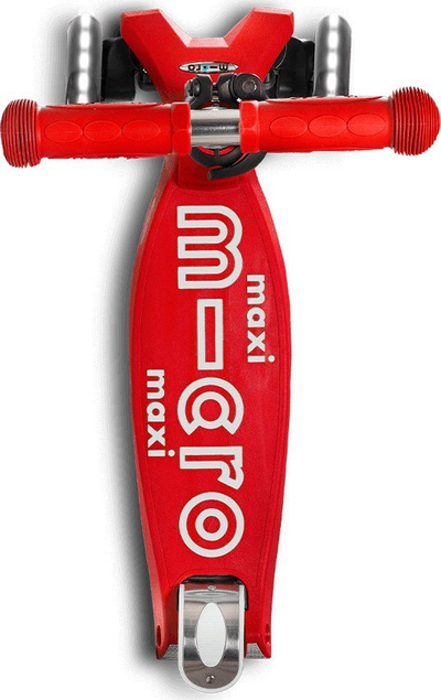 Trotinet për kalamoj Micro Maxi Deluxe LED, timon i rregullueshëm, 3 rrota, i kuq